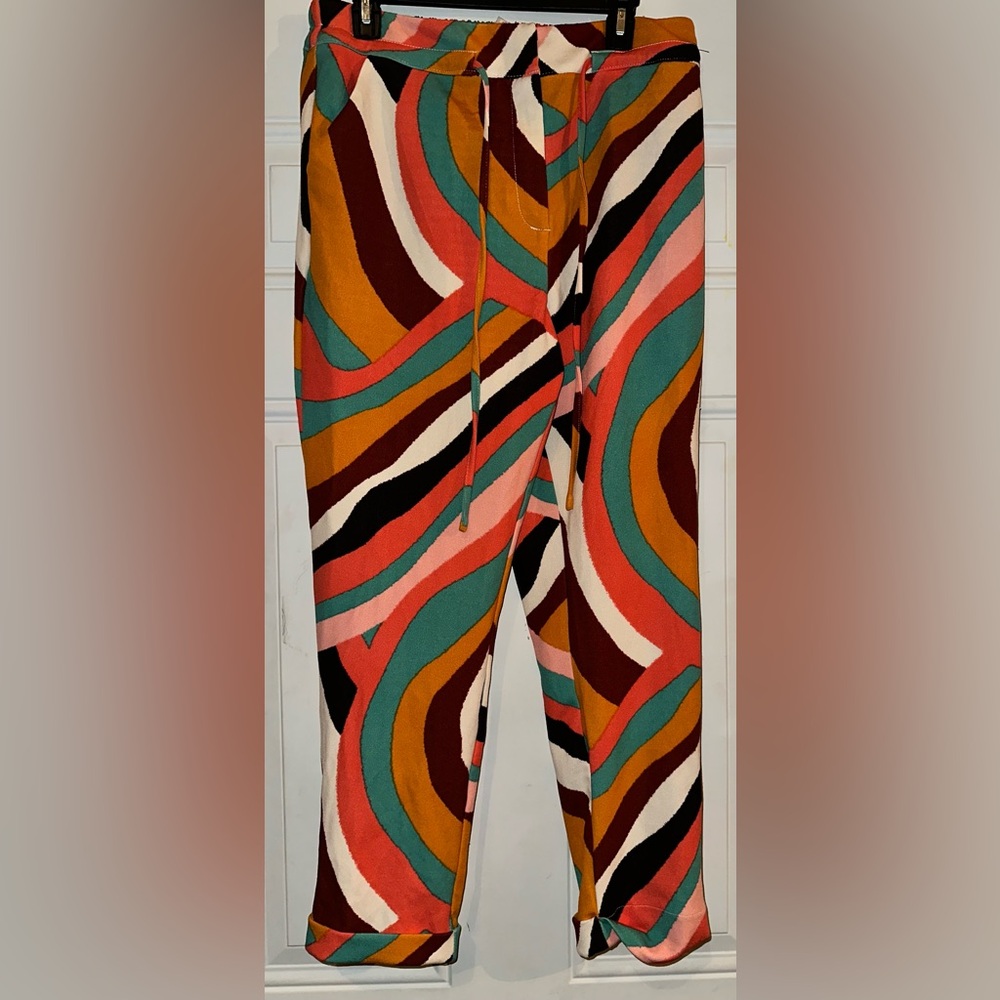 New York & Company Orange Pink Dress Pants with Geometric Design